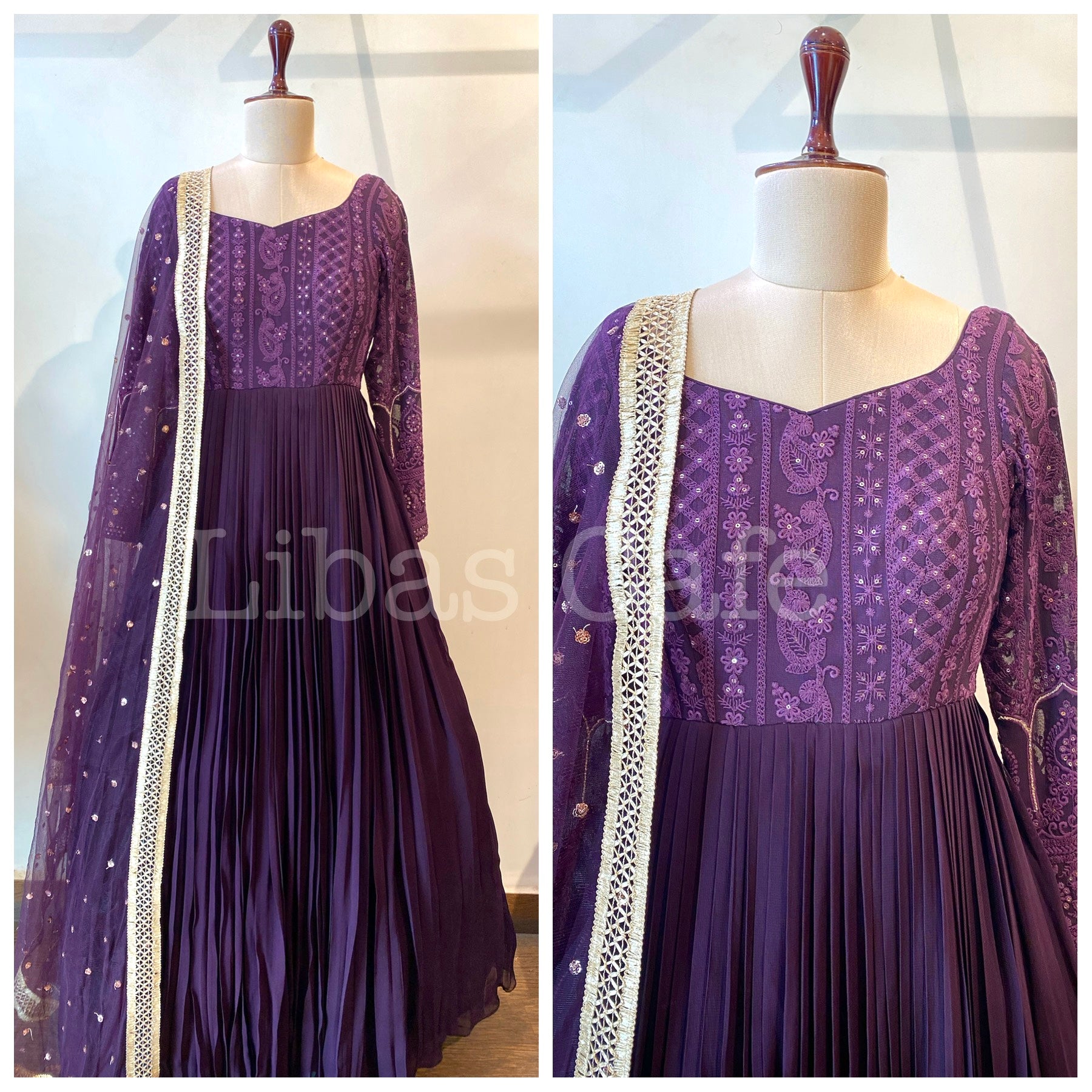 Purple Lakhnavi Yok Anarkali Suit